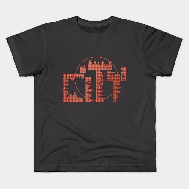 Skyline, City - Red Version Kids T-Shirt by TomiAx